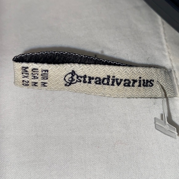 STRADIVARIUS WHITE COTTON BUTTON DOWN TUNIC SZ M - Picture 9 of 12